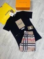 Burberry London England Men Replica Beige Shorts Set Logo Print Round Neck Tshirt Men's Fake Reps Tshirts Short Sets Boys Rep T-Shirts Man Black Multicolor Tee Shirts Mans T Shirt Discount Sale UK - Image 4