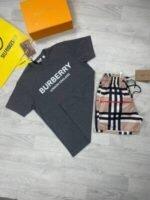 Burberry London England Classic Men Replica Shorts Set Printed Logo Real Short Sleeves Tshirt Men's Fake Reps Tshirts Short Sets Rep T-Shirts Man Black Tee Shirts Mans T Shirt Best Discount Sale UK - Image 3