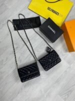 Chanel Women Luxury Grained Calfskin Leather Bag Gold Silver Chain Replica Auth Bags Women's Flap Mini Handbag Reps Cheap First Copy Ladies Handbags Rep Casual Shoulder Black Purse Fake Sale UK - Image 2