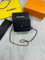 Chanel Women Luxury Grained Calfskin Leather Bag Gold Silver Chain Replica Auth Bags Women's Flap Mini Handbag Reps Cheap First Copy Ladies Handbags Rep Casual Shoulder Black Purse Fake Sale UK - Image 3