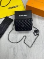 Chanel Women Luxury Grained Calfskin Leather Bag Gold Silver Chain Replica Auth Bags Women's Flap Mini Handbag Reps Cheap First Copy Ladies Handbags Rep Casual Shoulder Black Purse Fake Sale UK - Image 4