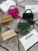 Jacquemus Le Chiquito Noeud Replica Foldover Women Mini Tote Reps Leather First Copy Folded Bag Logo Plaque Long Belt Cheap Shoulder Bags Women's Fake Purse Rep Black Green Beige Pink Brown Sale UK