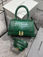 Balenciaga Hourglass Crocodile Embossed Leather Crossbody Bag