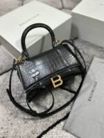 Balenciaga Crocodile Embossed Baguette Leather Hourglass Crossbody Bag - Image 2