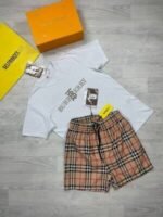 Burberry Men Replica Shorts Set Flocked Logo Tshirt Men's Fake Reps Tshirts Short Sets Boys Rep T-Shirts Man Black Multicolor Tee Shirts Mans T Shirt First Cheaper Outfit Discount Copy Classic Sale UK - Image 3