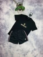 Moncler Men's Reps T-shirt Short Set Logo Print T-shirts Shorts Sets Rep Half Sleeve Cotton Tshirts Cheap Round Neck Men T Shirts First Copy Fake Boys Tshirt Replica Tee Shirt Black Sale UK