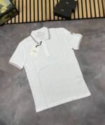 Moncler Replica Men Women Luxury Superfit Polos Shirts Collar Logo Patch Half Sleeve Men's Women's Fake Tshirt Rep T Shirt Cheap First Copy Cotton Boys Girls Polo T-shirt Reps Black White Grey Sale UK - Image 4