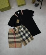 Burberry Men Luxury Superfit Replica Shorts Set Vertical Logo Polo Tshirt Men's Fake Reps Collar Tshirts Short Sets Boys Rep Unique T-Shirts Man Multicolor Tee Shirts Mans T Shirt First Copy Discount - Image 3