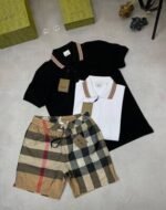 Burberry Men Luxury Superfit Replica Shorts Set Vertical Logo Polo Tshirt Men's Fake Reps Collar Tshirts Short Sets Boys Rep Unique T-Shirts Man Multicolor Tee Shirts Mans T Shirt First Copy Discount - Image 2