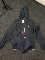 Moncler Men Women Rep Full Tracksuits Hoodie Cheap Long Sleeves Men's Women's Replica First Copy Sports Gym Boys Girls Zip Up Tracksuit Set Logo Nylon Fake Reps Grey Olive Green Sale UK - Image 3