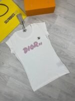 Dior Printed Stylish Women's T-Shirt In Black And White Colors - Image 2