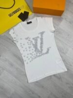 LV Ladies T-Shirts 2 Colors Black & White - Image 4