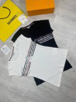 Moncler Women Replica T-shirt Half Sleeve Ladies T-shirts Cotton Stripe Highlight Logo Women's Rep Tshirts T Shirt Fake Round Neck Cheap First Copy Reps Tee Shirts Designer Tshirt Black White Sale UK