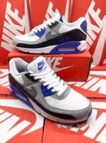 Nike Air Max 90s White Hyper Recraft Royal Black Particle Grey Sneakers For Men - Image 2