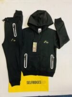 Nike Sportswear Tech Fleece Full-Zip Hoodie & Joggers Set Dark Heather Grey Black Blue For Kid's - Image 2