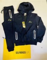 Nike Sportswear Tech Fleece Full-Zip Hoodie & Joggers Set Dark Heather Grey Black Blue For Kid's - Image 3