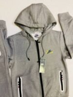 Nike Sportswear Tech Fleece Full-Zip Hoodie & Joggers Set Dark Heather Grey Black Blue For Kid's - Image 5