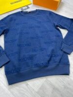 Moschino All-Over Logo Jacquard Wool Jumper In Black Grey & Blue Colors - Image 6