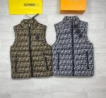 Fendi Oblique Down Vest Jacket Gilets Hoodie Bodywarmer In Silver & Golden