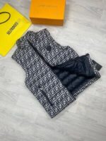 Fendi Oblique Down Vest Jacket Gilets Hoodie Bodywarmer In Silver & Golden - Image 4