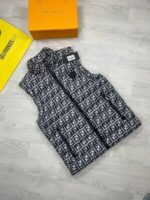 Fendi Oblique Down Vest Jacket Gilets Hoodie Bodywarmer In Silver & Golden - Image 3