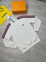 Moncler Men's Women's Stripe Jumpers Replica Designer Sweatshirt First Copy Style Reps Sweaters Iconic Logo Patch Knitted Crewneck Rep Jumper Men Women Cheap Long Sleeves Knitwear Black White Sale UK - Image 5