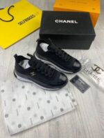 Chanel Suede Women Shoe Replica Luxury Sports Top Sneakers Cheap Runner Women's Trainer Leather Nylon Reps CC Logo Sneaker Fake Shoes Rep Fashion Girls Triple Trainers First Copy Black Runners Sale UK - Image 4