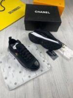 Chanel Suede Women Shoe Replica Luxury Sports Top Sneakers Cheap Runner Women's Trainer Leather Nylon Reps CC Logo Sneaker Fake Shoes Rep Fashion Girls Triple Trainers First Copy Black Runners Sale UK - Image 3