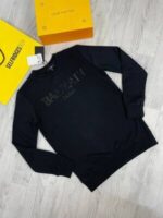 Balmain Paris Jumpers ECO- RESPONSIBLE Cotton With Metallic Logo Print In Black & Grey Colors - Image 3