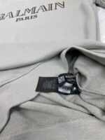 Balmain Paris Jumpers ECO- RESPONSIBLE Cotton With Metallic Logo Print In Black & Grey Colors - Image 6