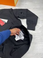 C.P. Company Logo Crewneck Lambswool Zipped Pockets Jumpers In Black & Grey Colors - Image 3