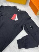 C.P. Company Logo Crewneck Lambswool Zipped Pockets Jumpers In Black & Grey Colors - Image 4