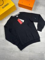 C.P. Company Logo Crewneck Lambswool Zipped Pockets Jumpers In Black & Grey Colors