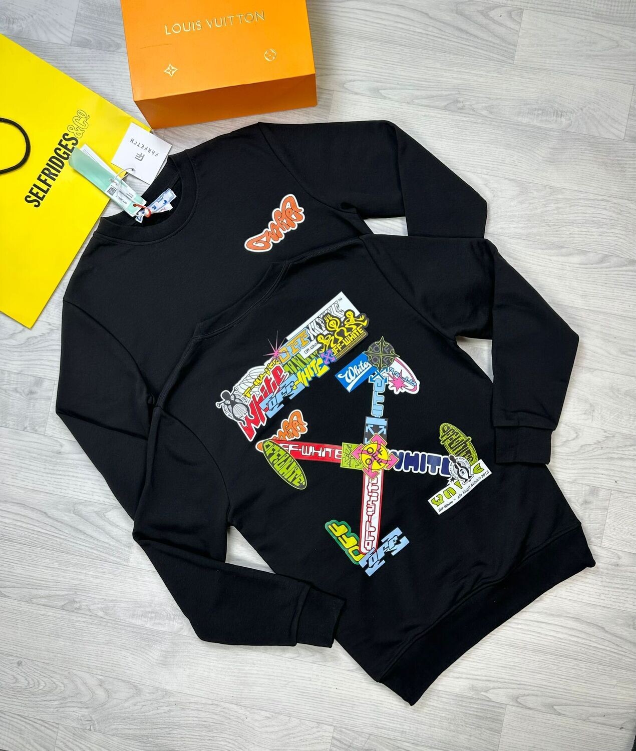 3892302853.jpg Off-White Racing Arrow X Black Replica Jumpers Top Sweatshirt - Image 1