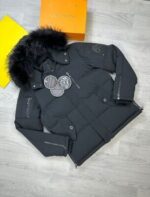 Moose Fur Hoodie Padded Jackets in Black Color - Image 2