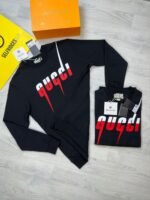 Gucci Printed Logo Jumpers In Black Color