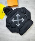 Off-White Puffer Down Winter Arrow Replica X Jacket Black Grey Sale UK - Image 4