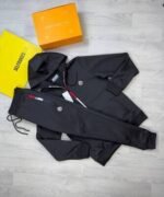 Moncler Men's Women's Replica Full Tracksuits Hoodie Cheap Knitted Long Sleeves Men Women Reps First Copy Sports Gym Boys Girls Zip Tracksuit Set Logo Nylon Fake Replica Black Navy Blue Grey Sale UK - Image 3