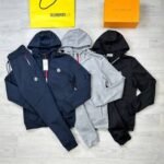 Moncler Men's Women's Replica Full Tracksuits Hoodie Cheap Knitted Long Sleeves Men Women Reps First Copy Sports Gym Boys Girls Zip Tracksuit Set Logo Nylon Fake Replica Black Navy Blue Grey Sale UK - Image 2