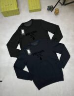 Prada Milano Knit Wool Flocked Logo Crewneck Jumpers