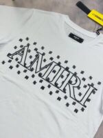 Amiri Men's Women's Cotton Replica Cheap T-shirts in Black White Color - Image 5