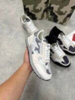 Valentino Mesh Fabric White Camouflage Rockrunners Sneaker - Image 3