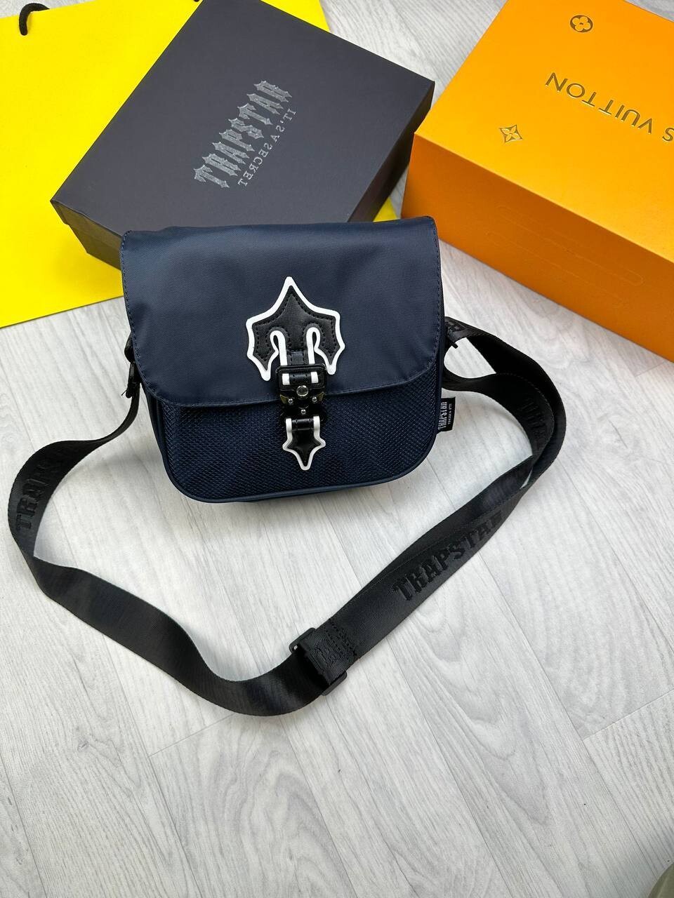 3981940142.jpg Trapstar London Irongate T Cross-Body Bag With Strap In Black Color - Image 1