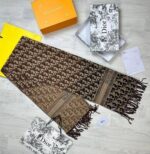 Christian Dior Oblique Scarf Printed Logo In Brown & Multicolors - Image 3