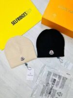 Moncler Hats Men's Women's Kids Replica Logo Printed Men Women Toddlers Reps Skull Hooded Knitted Rep Beanie Fake Wooly Cap Nylon Fabric Cashmere First Copy Hat Winter Black Beige Sale UK Cheap Price - Image 2