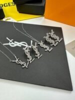 YSL Saint Laurent Cassandre Grey Gold Necklace And Earrings In Silver Number: 761535Y80044008 - Image 2