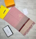 Gucci Printed Logo Scarf In Black & Pink Colors - Image 3