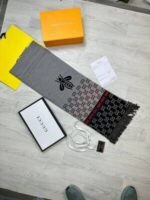 Gucci Printed Logo Scarf In Black & Pink Colors - Image 4