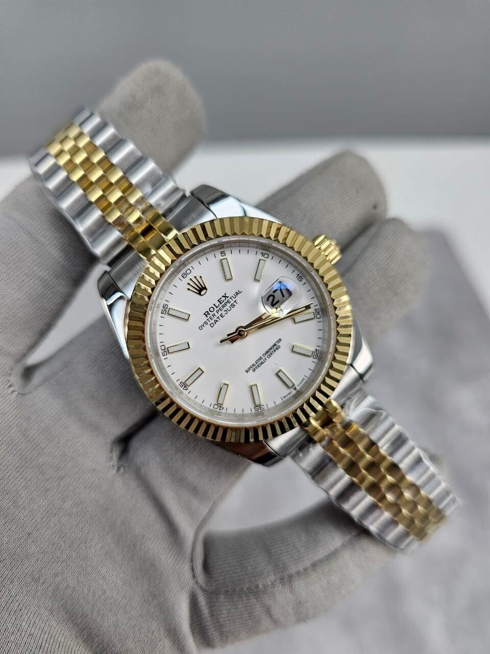 4017287884.jpg Rolex Datejust 41mm White Dial Two Tone Watch Men's - Image 1