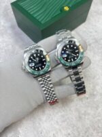 Rolex GMT Master II in Silver Chain Strap with Green/Black Bezel Watch - Image 2